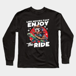 Cowboy Sloth Riding a Turtle Enjoy the Ride Long Sleeve T-Shirt